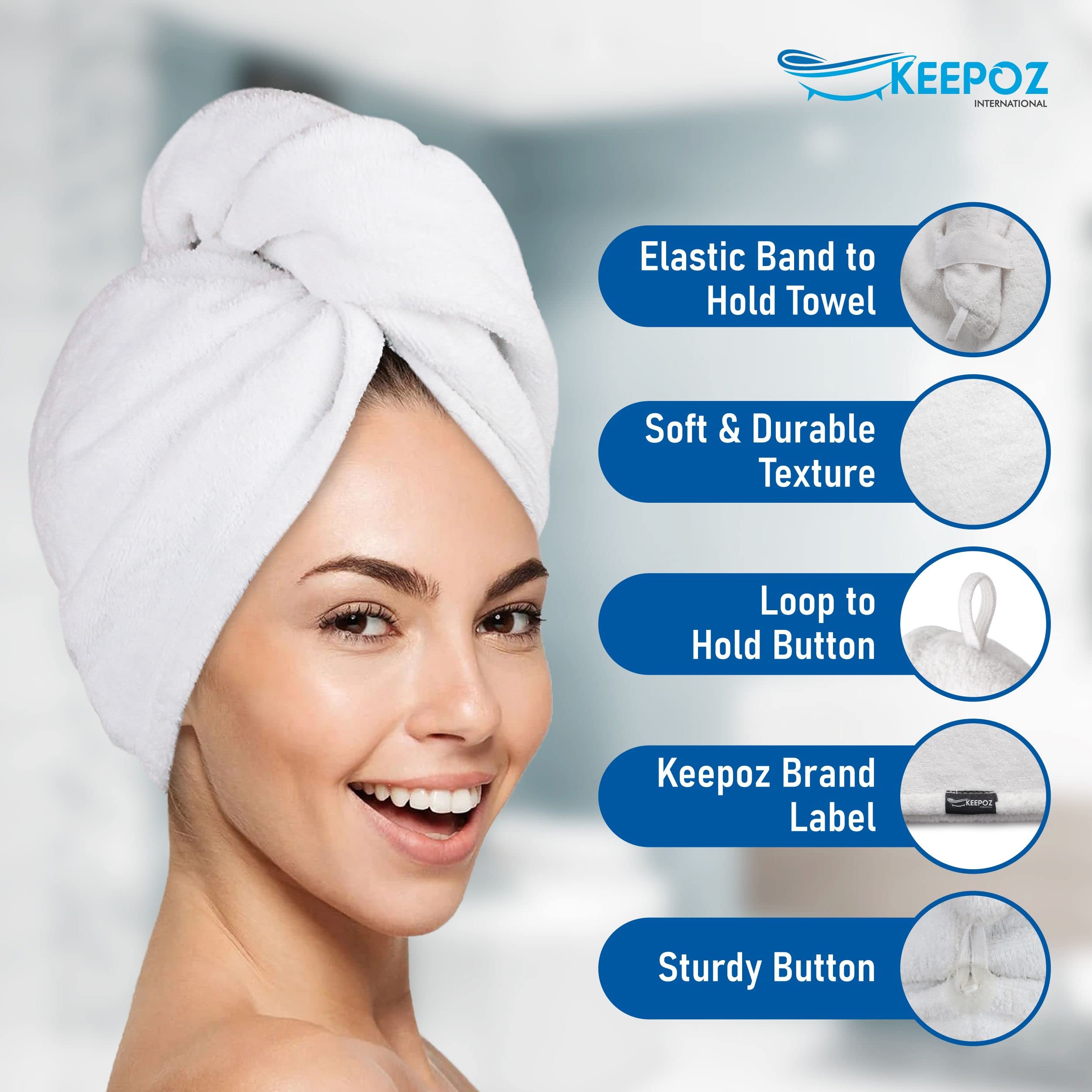 Keepoz white turban head wrap shows clean, minimal design for versatile use.