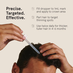 Keeps 3-month supply packaging for at-home hair regrowth routine.