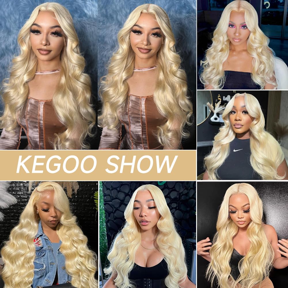 KEGOO 613 lace front detail shows HD transparent lace for seamless scalp appearance.