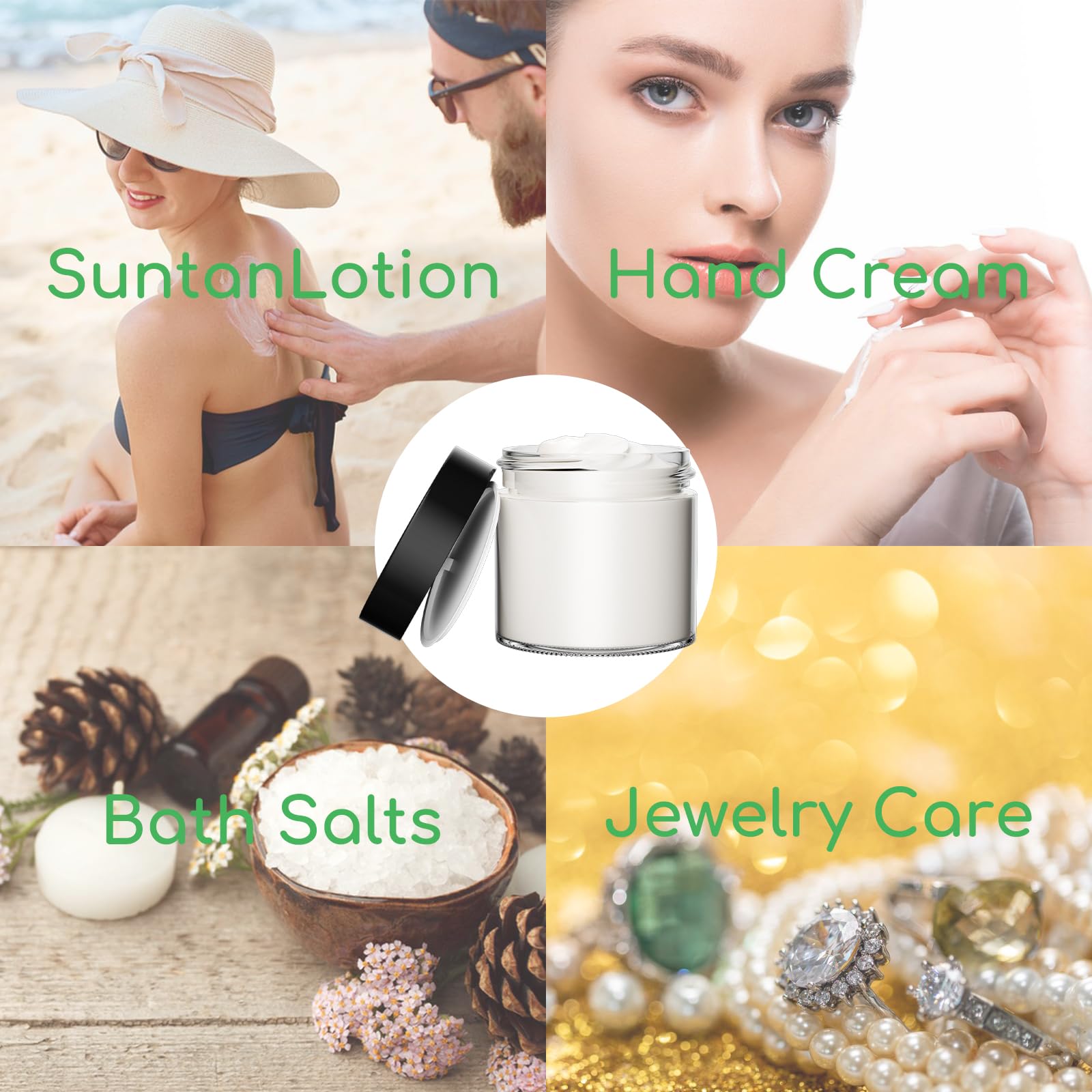 Keketin clear glass jar cosmetics-use example for creams and lotions.