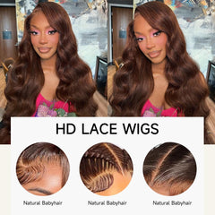 KEKEYY HD lace front close-up shows transparent lace blending with skin for seamless look.