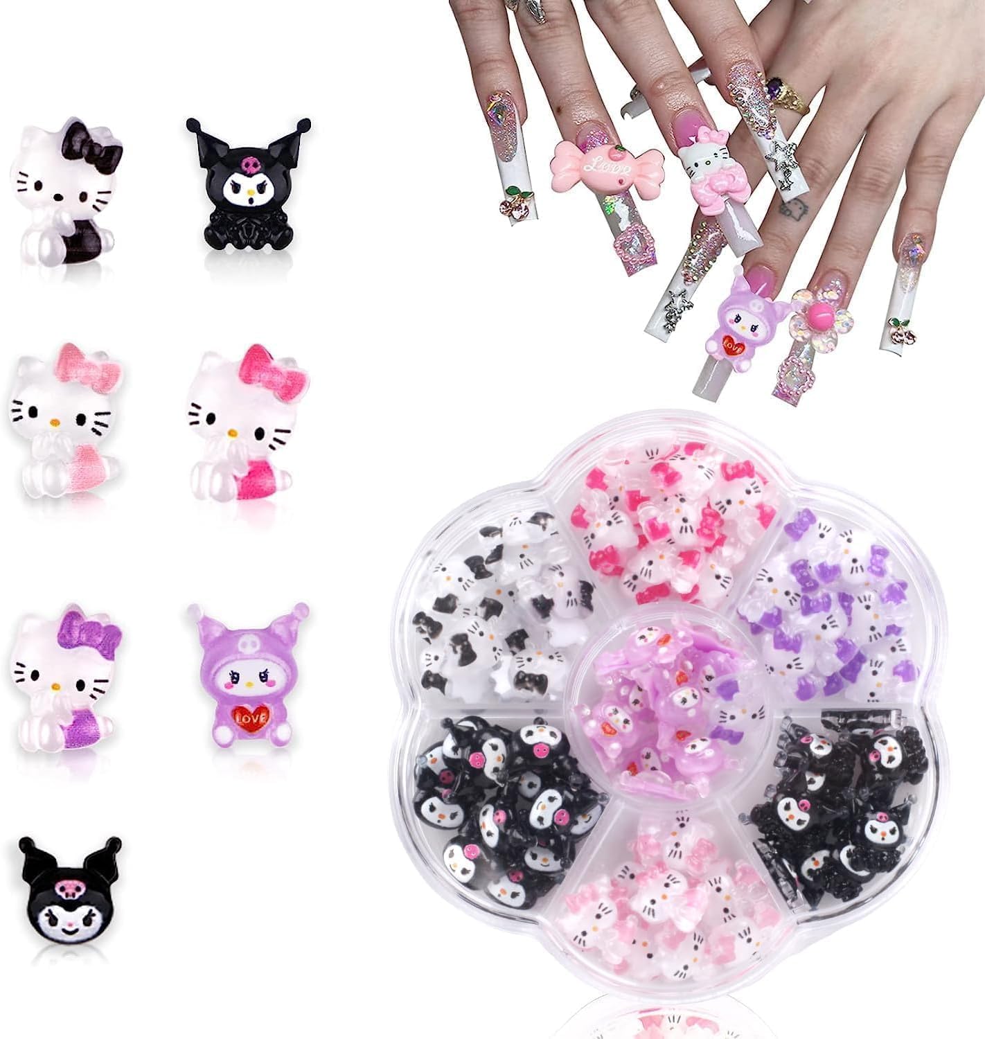 Charm de uñas Kelbbo gatito kawaii con tabla de skate, decoración divertida para uñas
