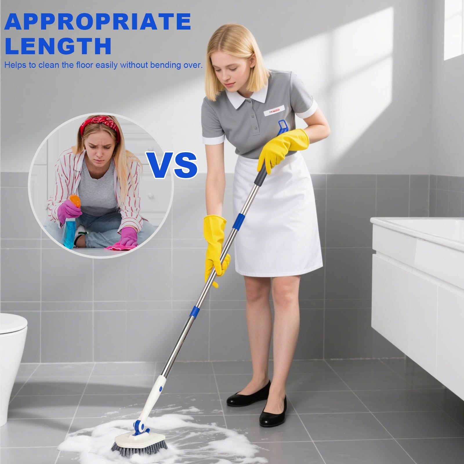 Keleekelin blue tile-tub brush setup ready for kitchen and bath tasks.