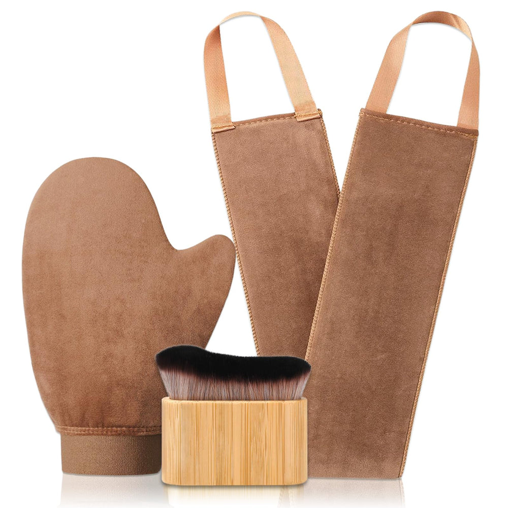Kelilo 3-in-1 self-tan mitt set glove for flawless, mess-free application.