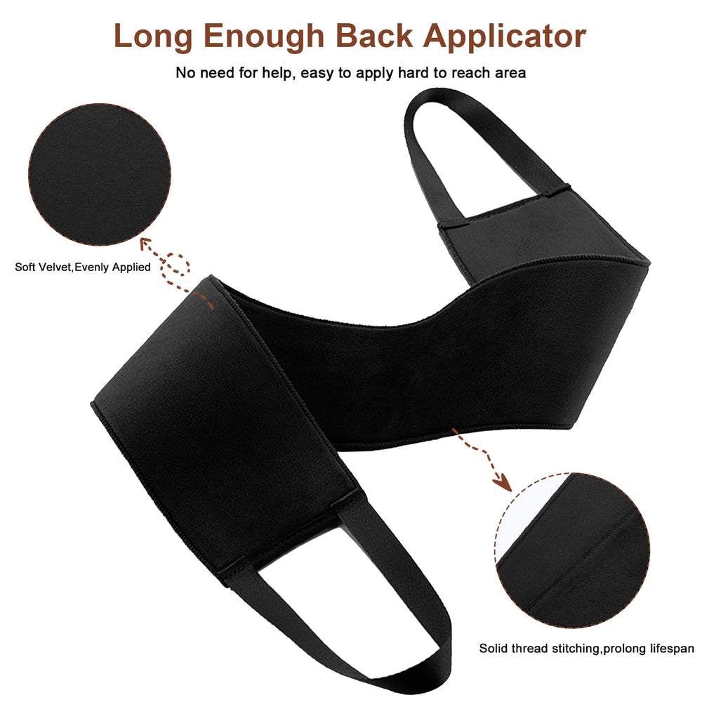 KELILO velvet-microfiber back applicator glides smoothly for near-professional finish.