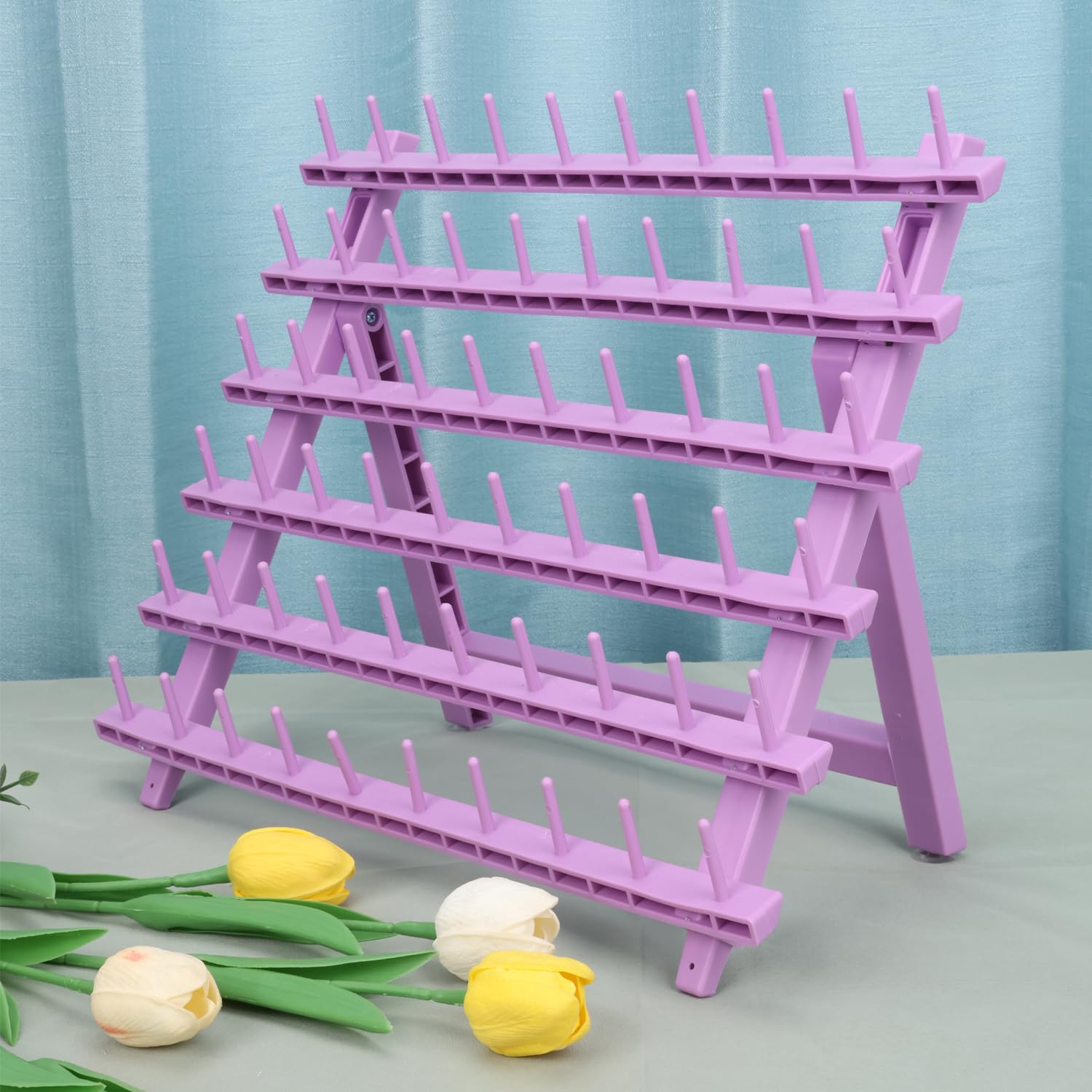 Kelukeya braid rack front view shows organized spools for faster braiding