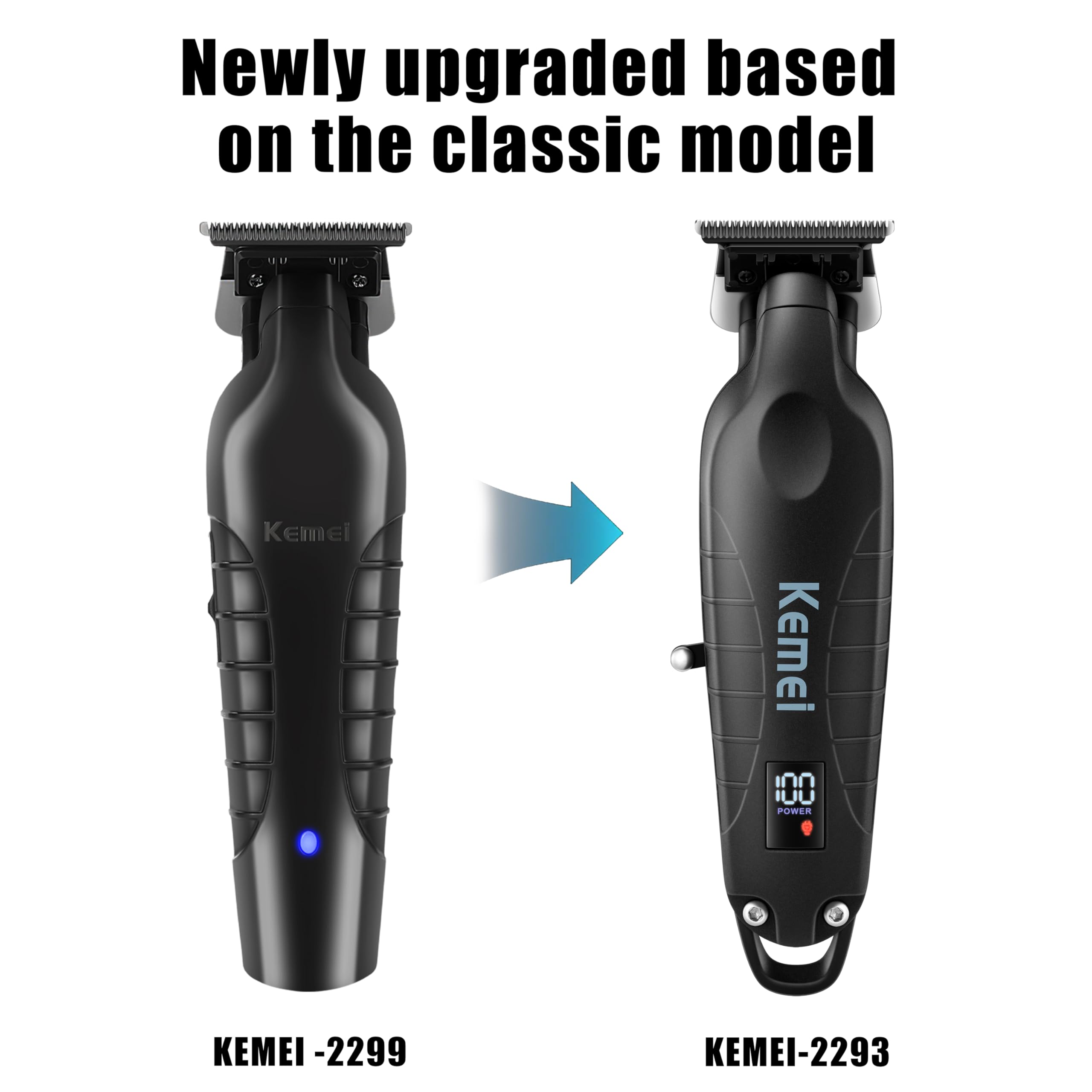 KEMEI 2293 ergonomic handle in-use shot demonstrates comfortable longer trims