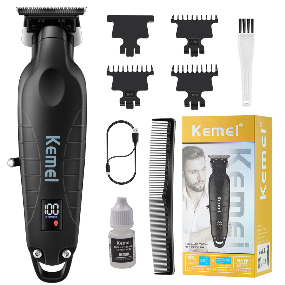 KEMEI 2293 front view shows ergonomic grip for comfortable, precise trimming