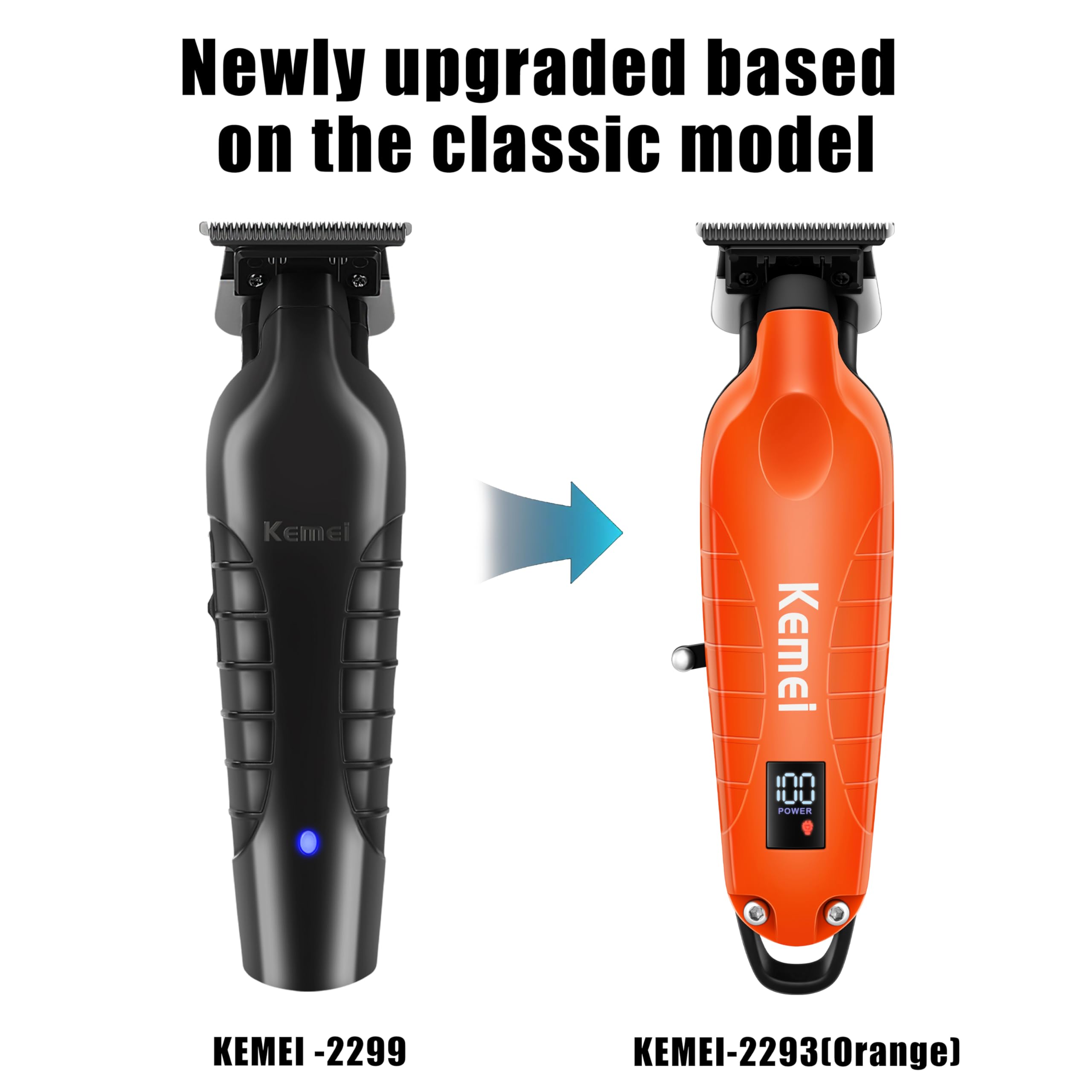 KEMEI 2293 orange high-power motor delivers consistent performance with low noise.