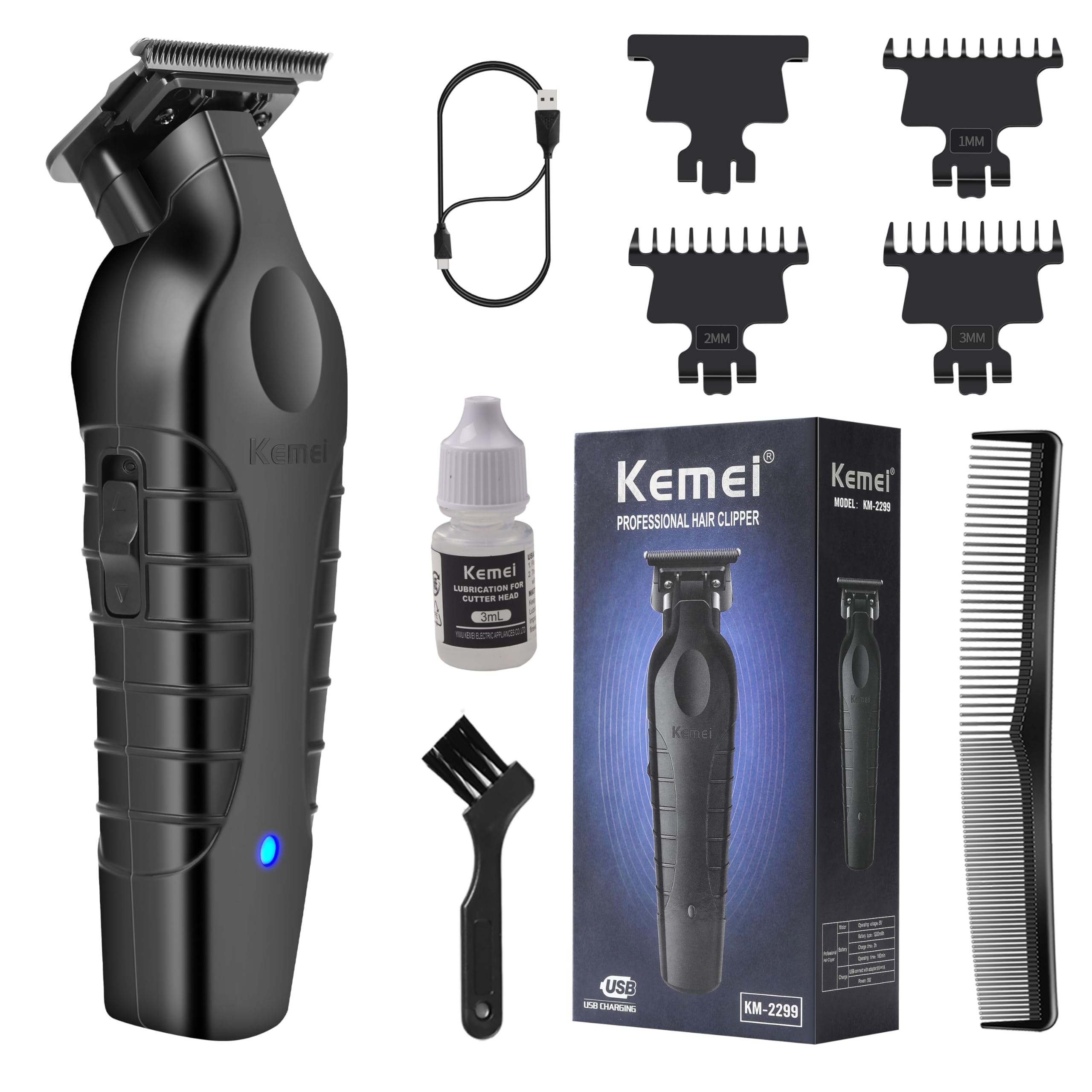 KEMEI 2299 barber-grade cut demonstrates precise trimming for professional results
