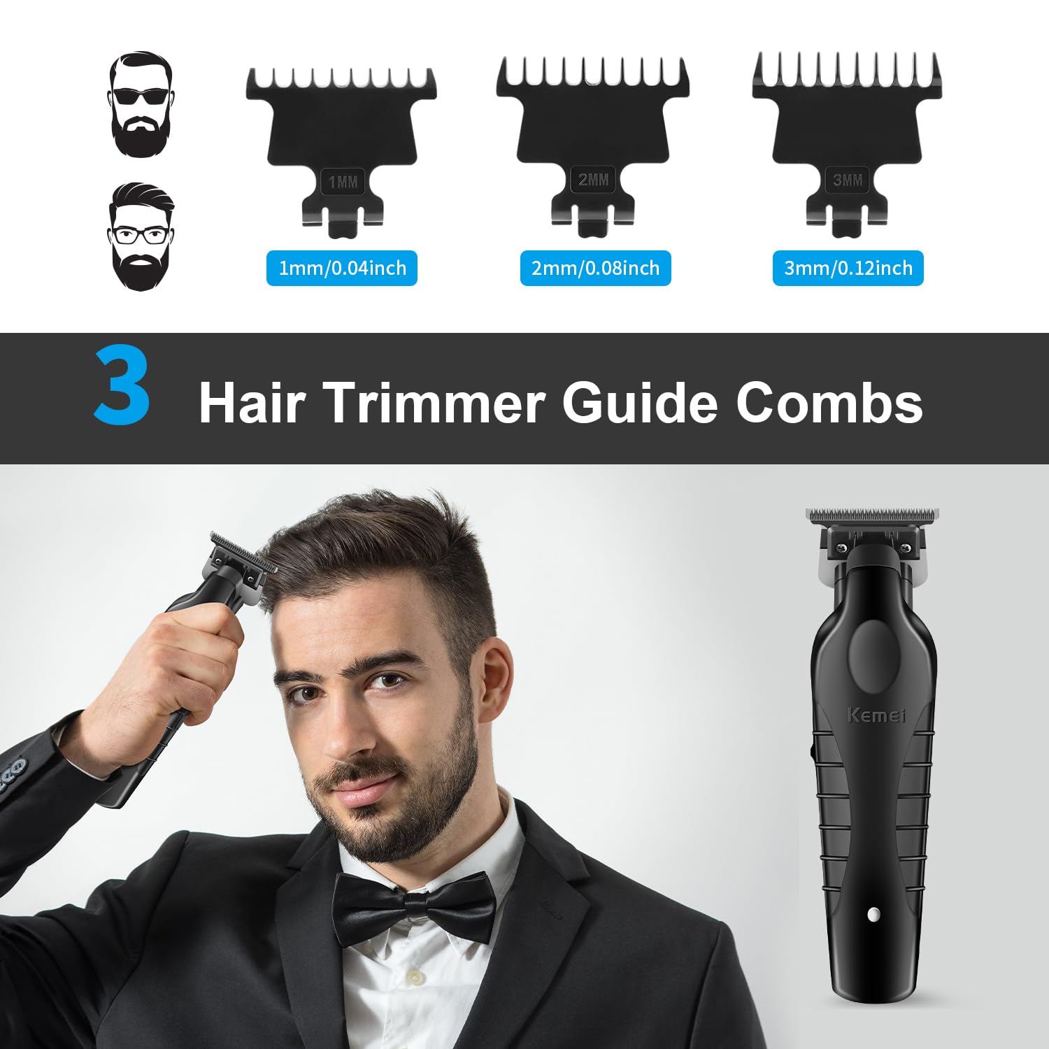 KEMEI 2299 Trimmer ideal for necklines, sideburns, and beard detailing.