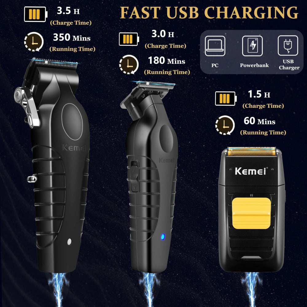 KEMEI clipper attachments showcase eight guide combs for precise length control