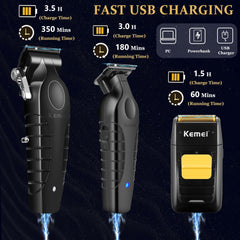 KEMEI clipper attachments showcase eight guide combs for precise length control