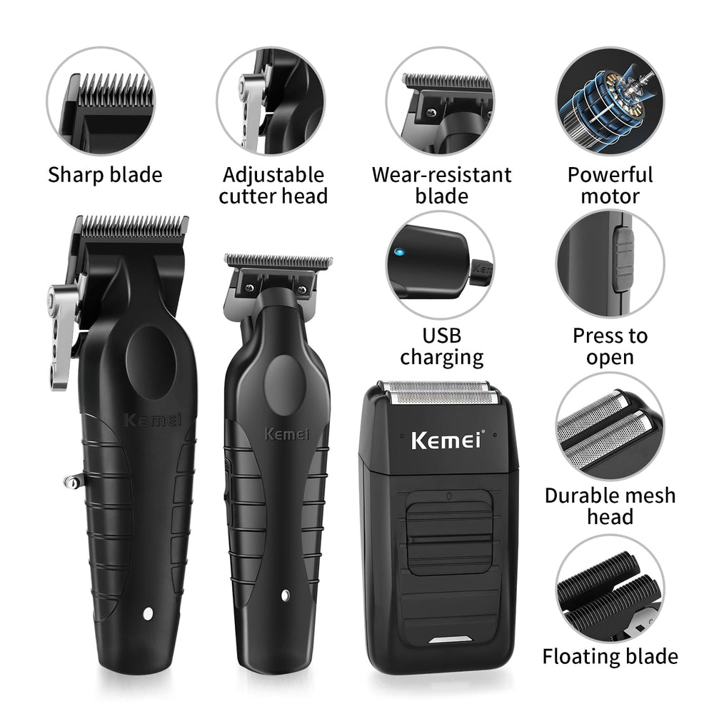 KEMEI foil shaver double head contour closeup for smooth shaving