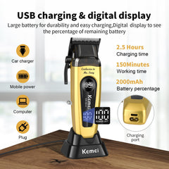 KEMEI KM-90-4 Pro cordless charging-base scene emphasizes flexible charging options.