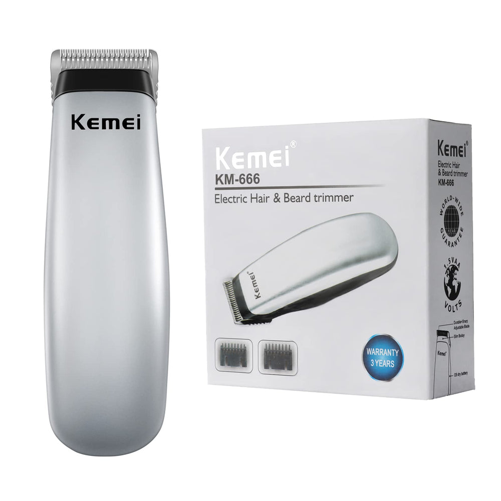 KEMEI Secure-Fit guide combs attach securely for smooth trimming.