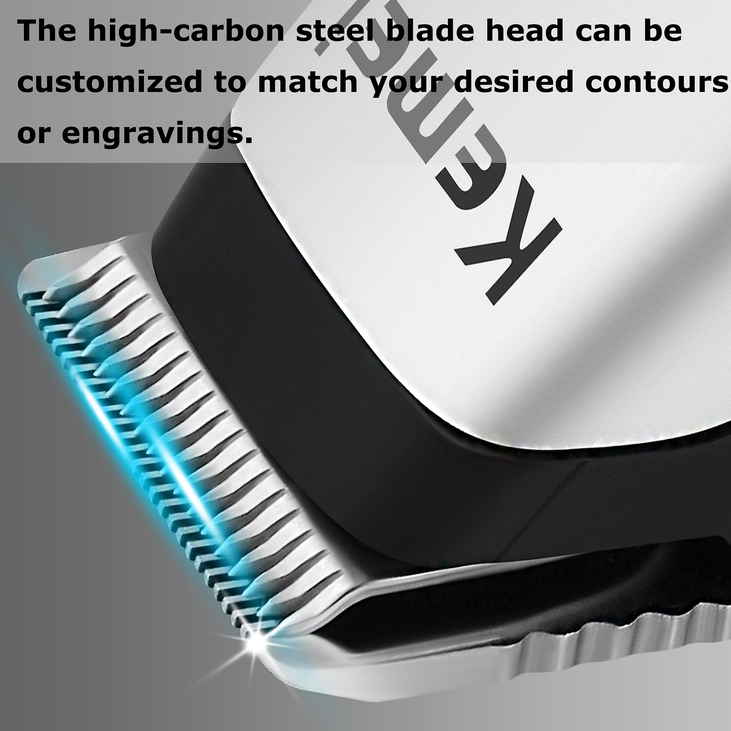 KEMEI Mini Hair Trimmer sleek silver body adds style during grooming.