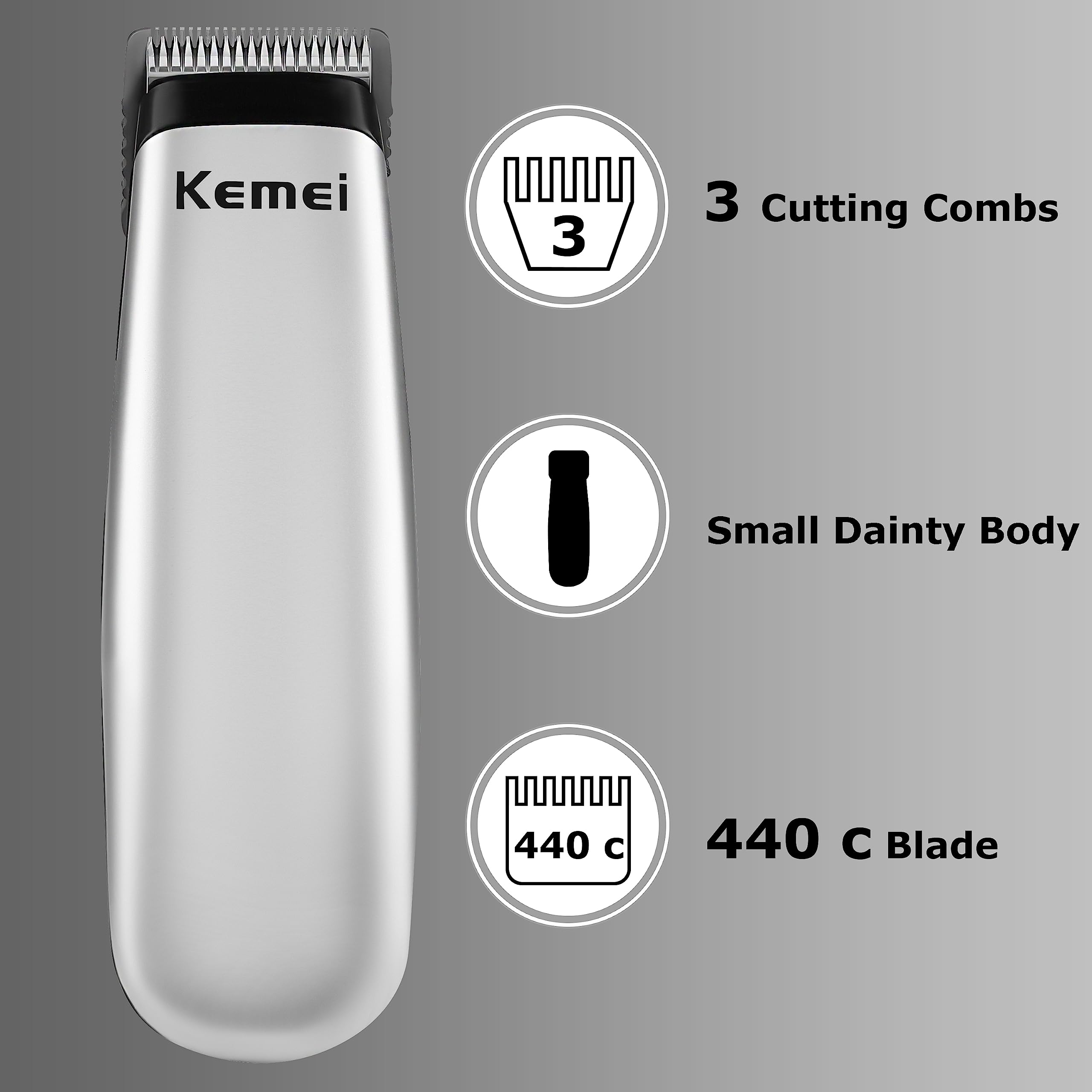 KEMEI Mini Hair Trimmer travel-compact design ideal for vacations and commuting.