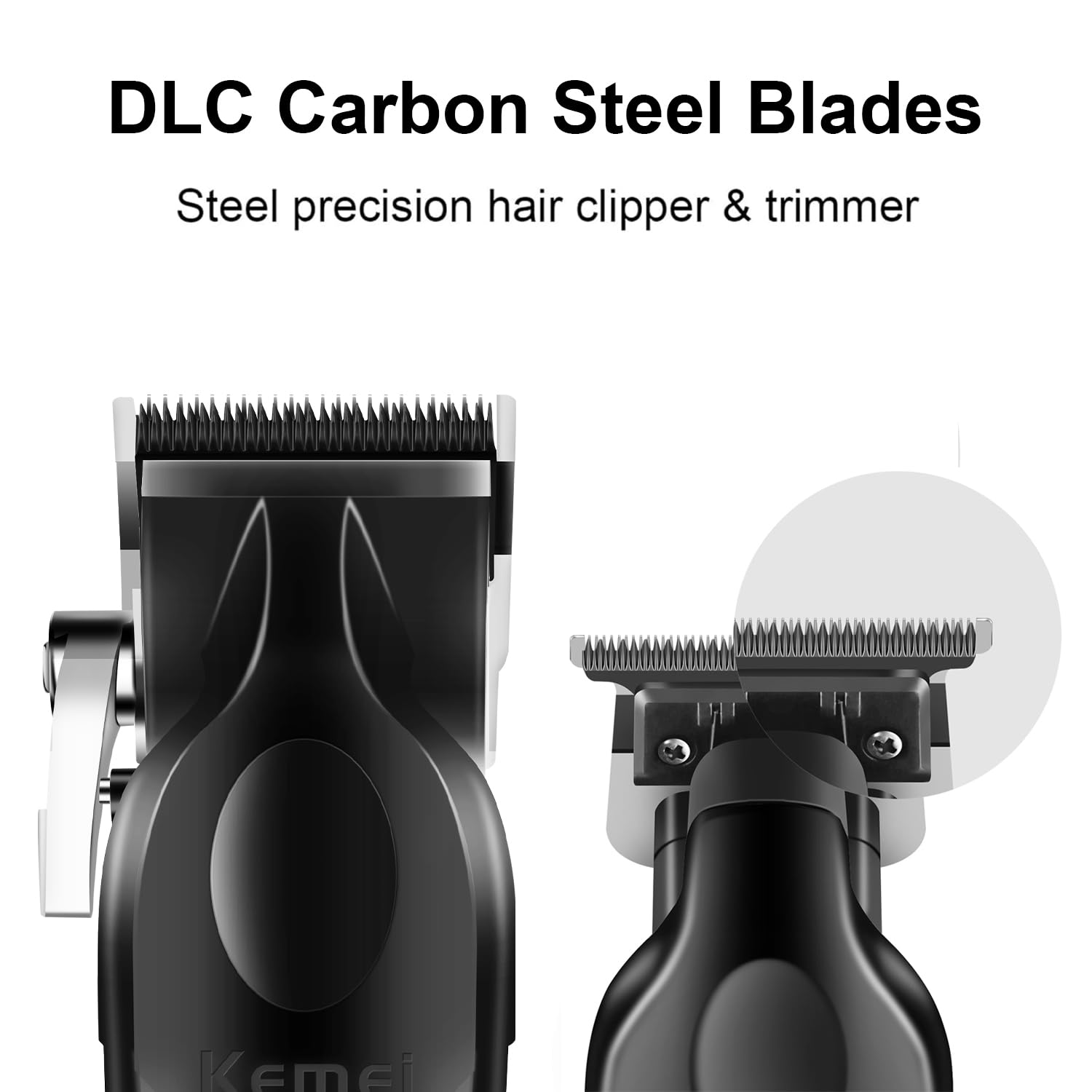 KEMEI zero gap trimmer precision T blade closeup for edging