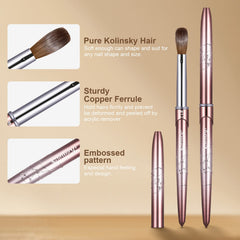 KEMEISI Kolinsky bristle close-up showing soft yet firm bristles for smooth sculpting.