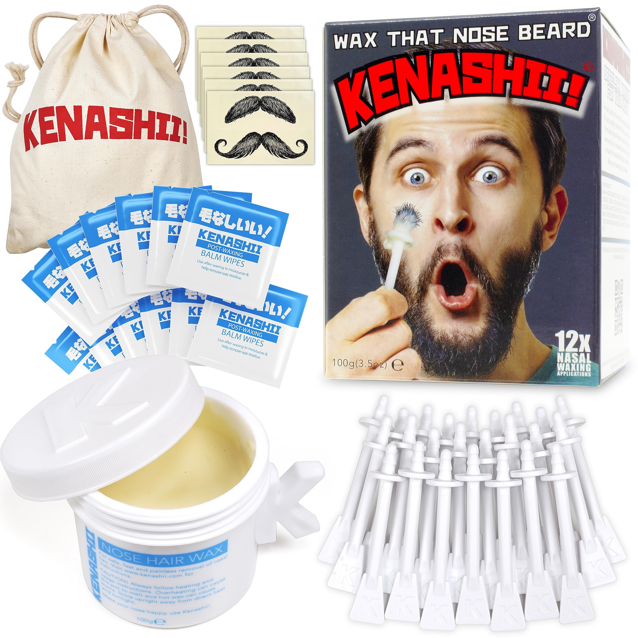 KENASHII nose wax kit packaging – complete home waxing set for quick, clean routines