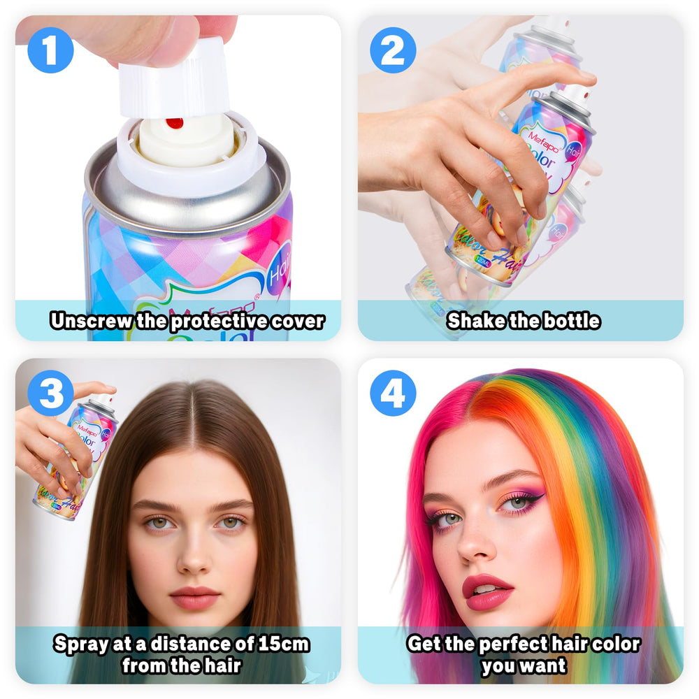 KENINA Purple Hair Spray offers multiple color options to match outfits or moods.