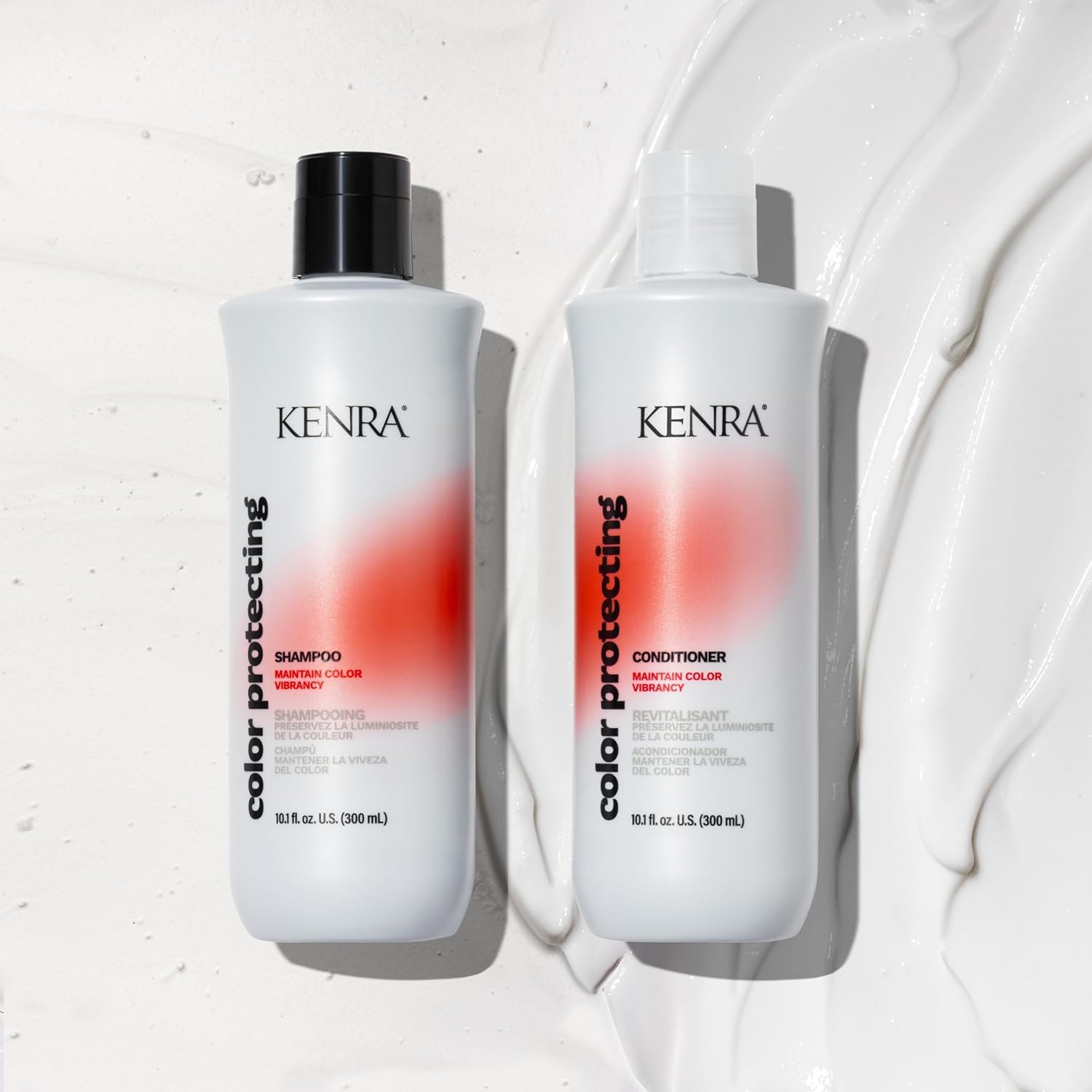 Kenra Color Protecting Conditioner label close-up highlights Moringa Leaf Extract.