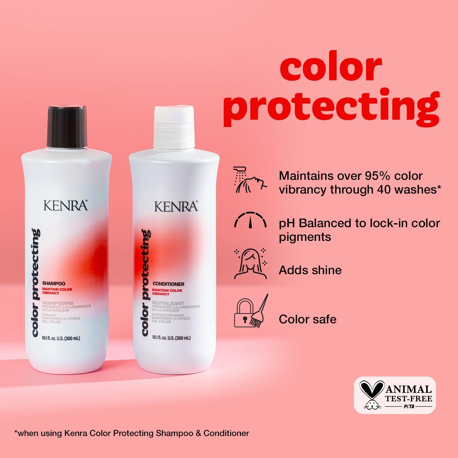 Kenra Color Protecting Conditioner tube illustrates daily color protection and silky shine.