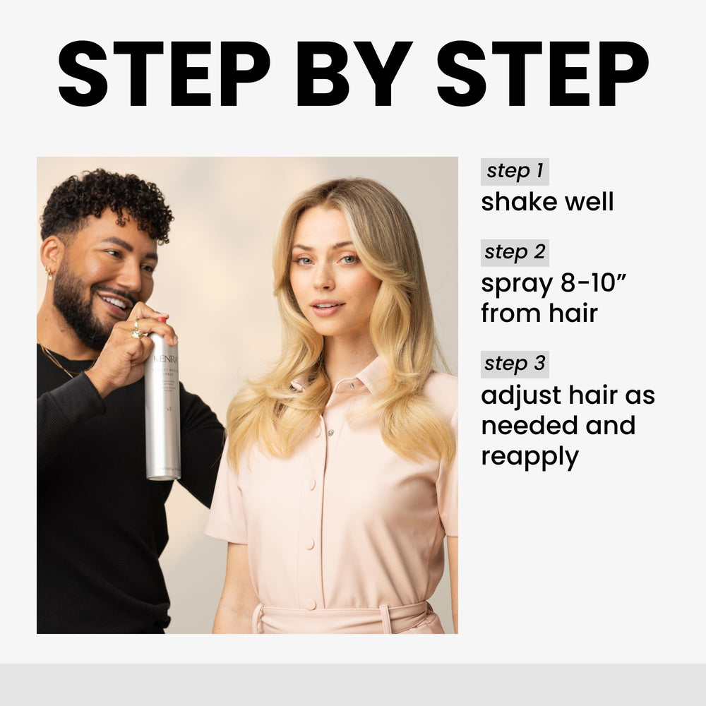 Kenra Perfect Medium Spray 13 fast-drying spray in action during styling