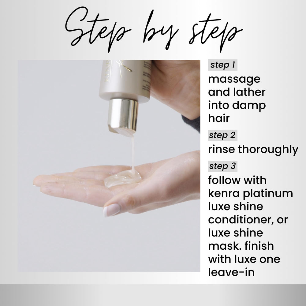 Kenra Luxe Shine shampoo lather close-up illustrating rich, nourishing foam.