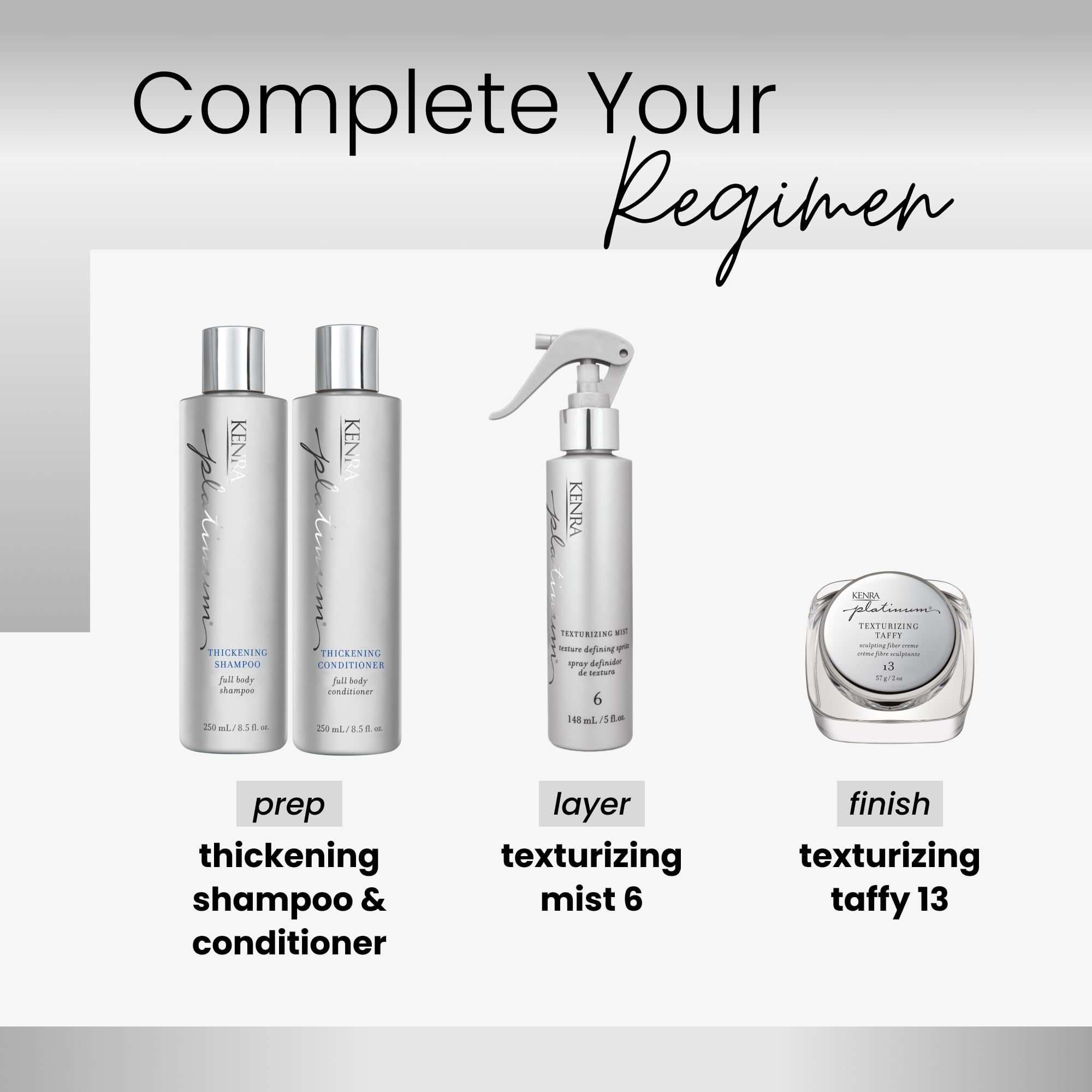 Kenra Platinum Texturizing Taffy 13 textured hair finish with movable volume.