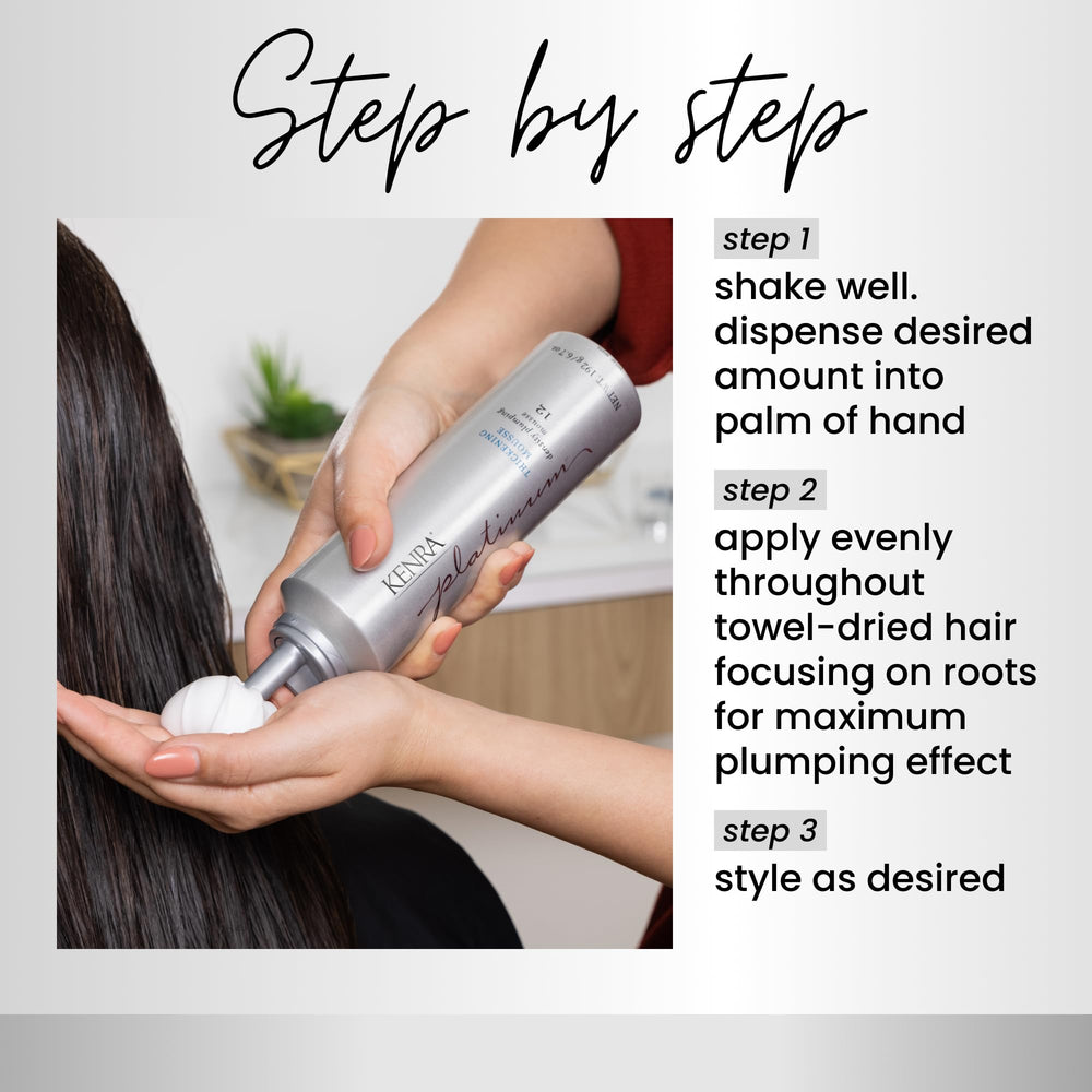 Kenra Platinum Thickening Mousse hair-before-after highlights added volume and density without stiffness