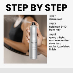 Kenra Shine Spray image focusing on frizz control in humidity conditions