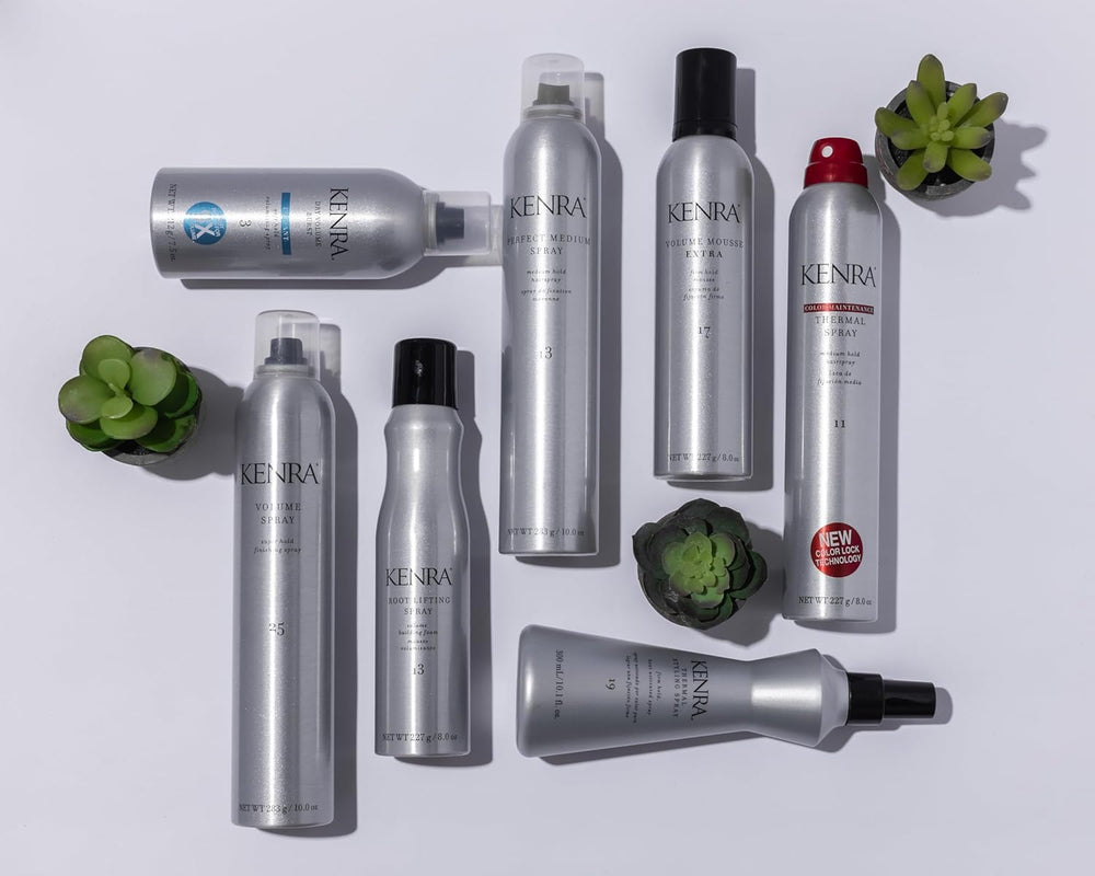 Kenra Thermal Styling Spray alcohol-free formula prevents drying during styling.