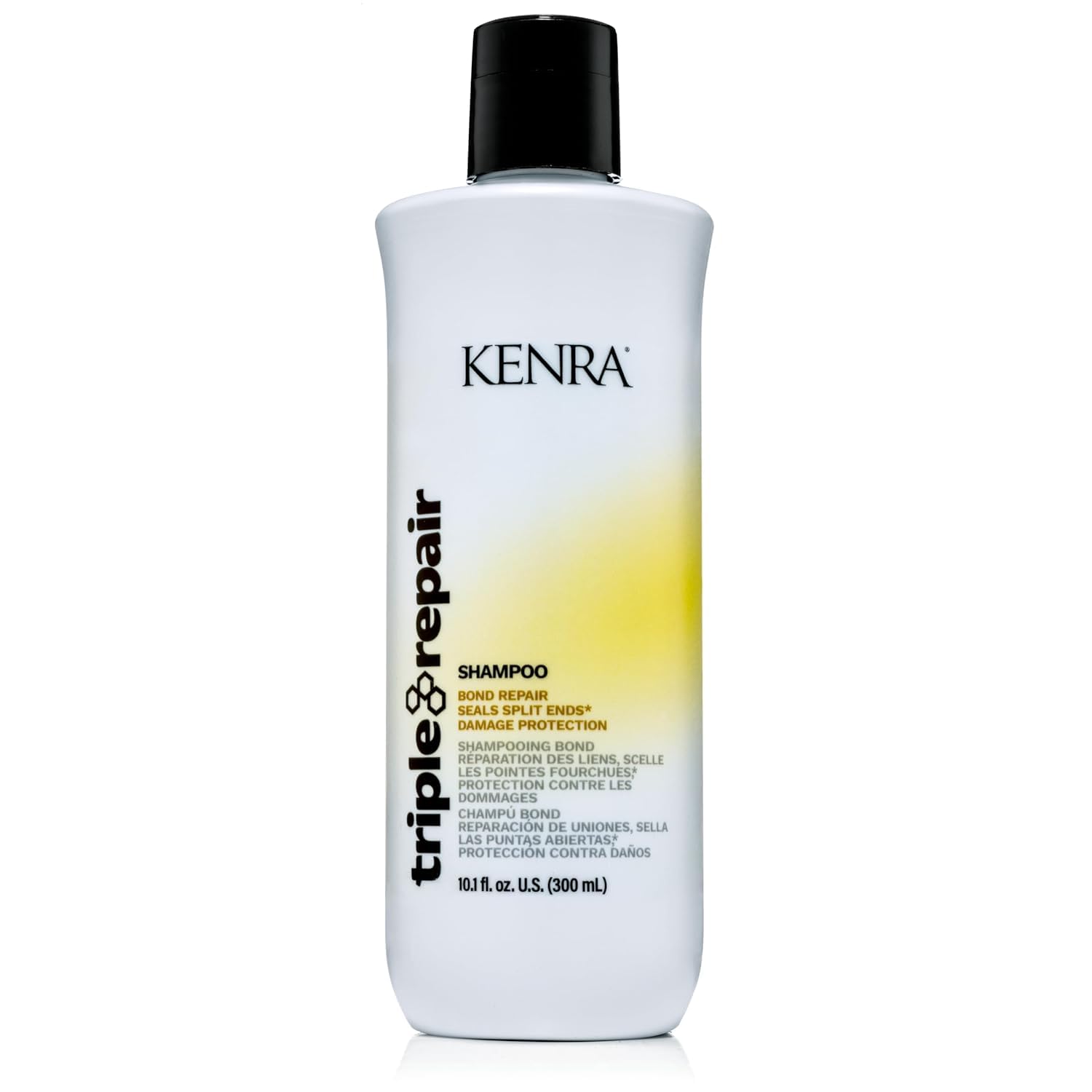 Kenra Triple Repair conditioner bottle focuses on smoothing and sealing cuticles for healthier feel.