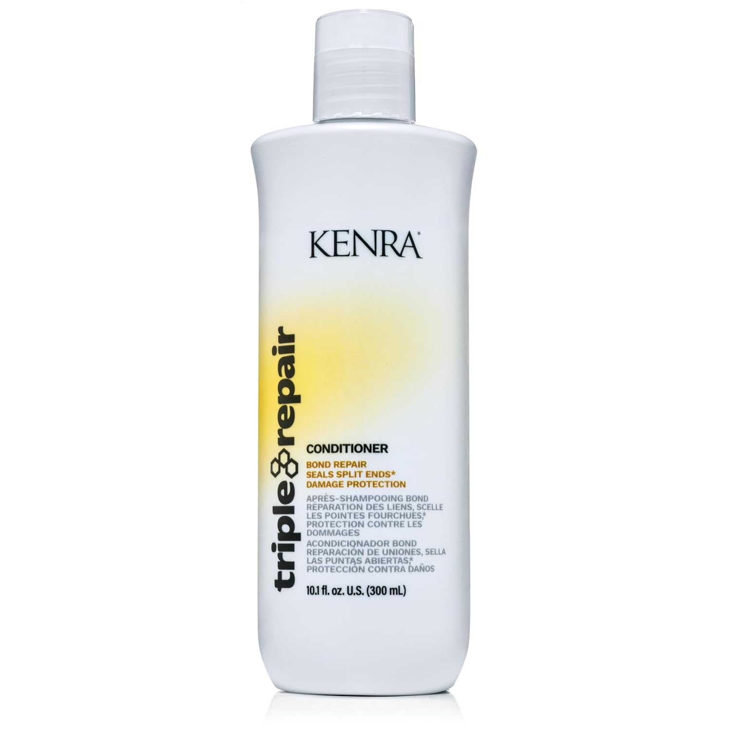 Kenra Triple Repair shampoo lather close-up illustrates rich cream for gentle cleansing.