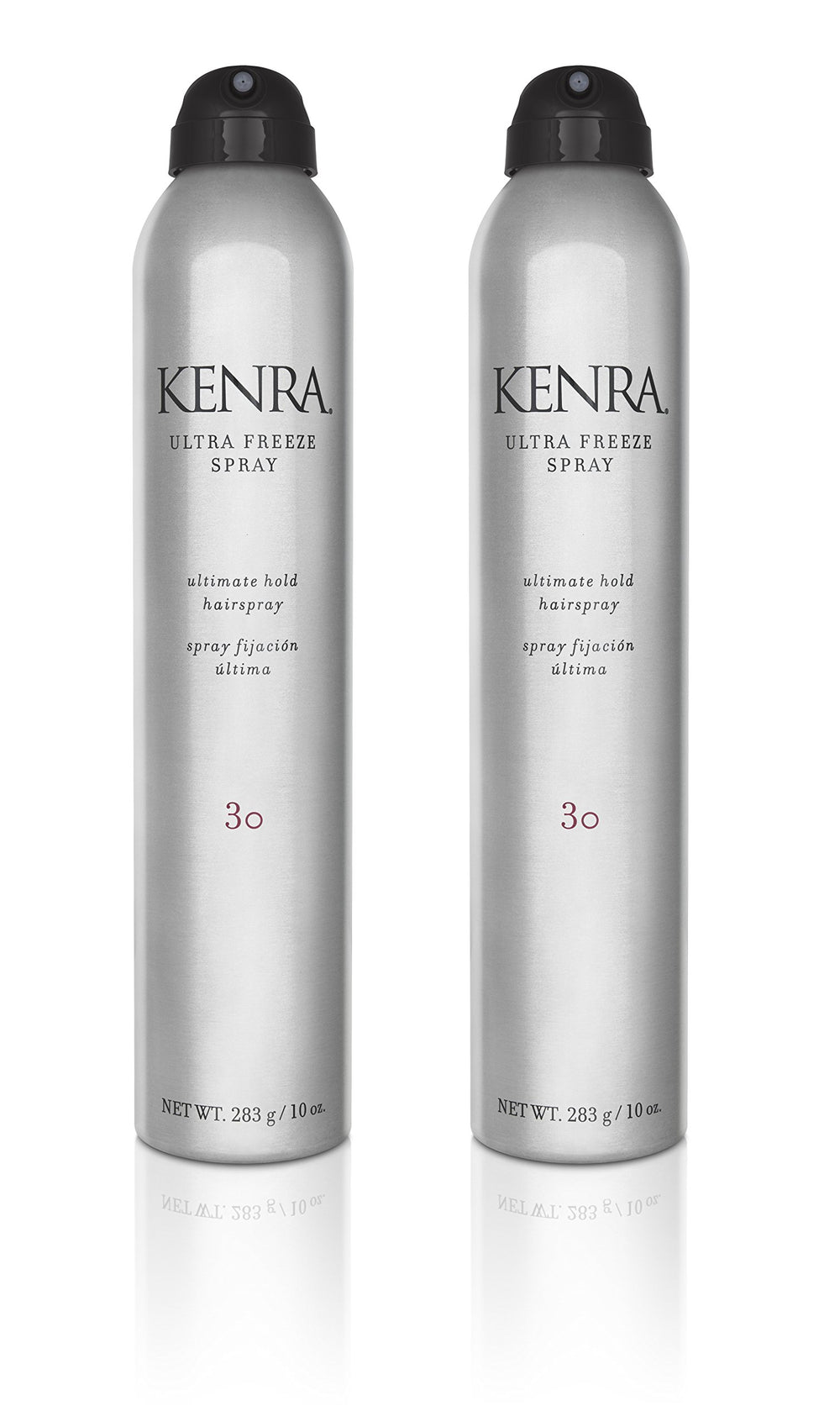 Kenra Ultra Freeze Spray bottle twin-pack highlights long-lasting ultra-firm hold.
