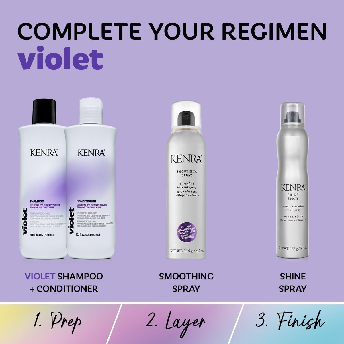Kenra Violet before after look showcases enhanced vibrancy for blonde or gray hair