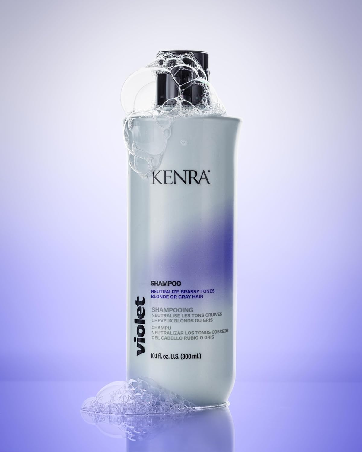 Kenra Violet Conditioner bottle pour indicates hydrating finish for processed hair