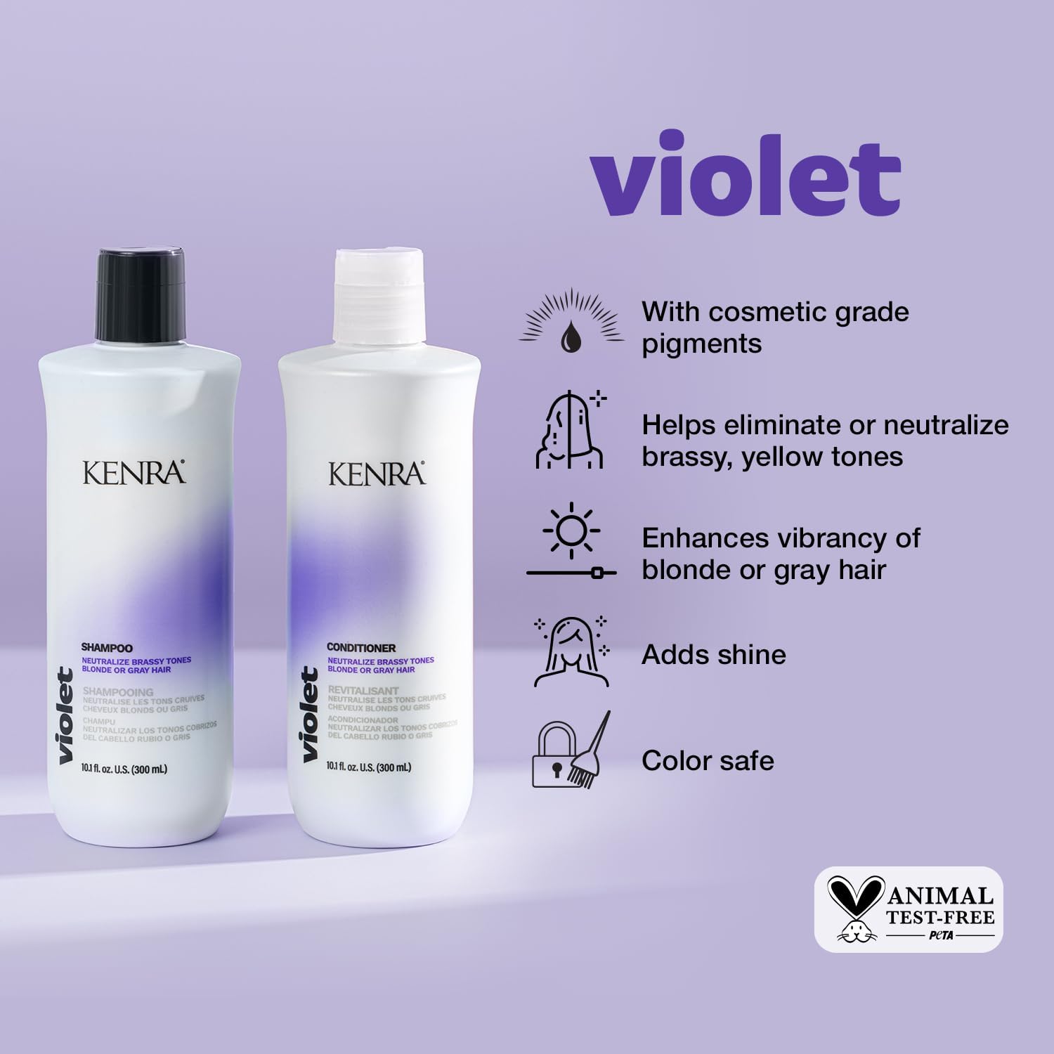 Kenra Violet Shampoo lather closeup shows vibrant shine after washing