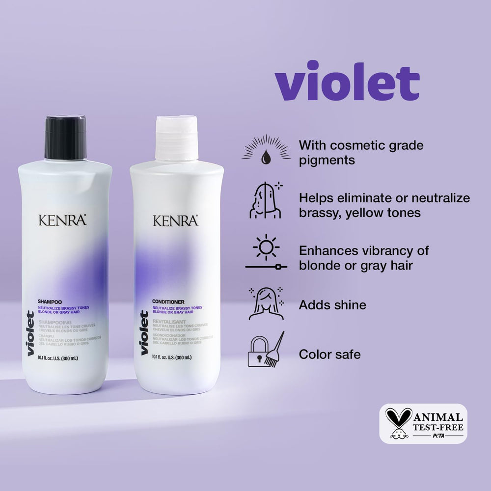 Kenra Violet Shampoo lather closeup shows vibrant shine after washing