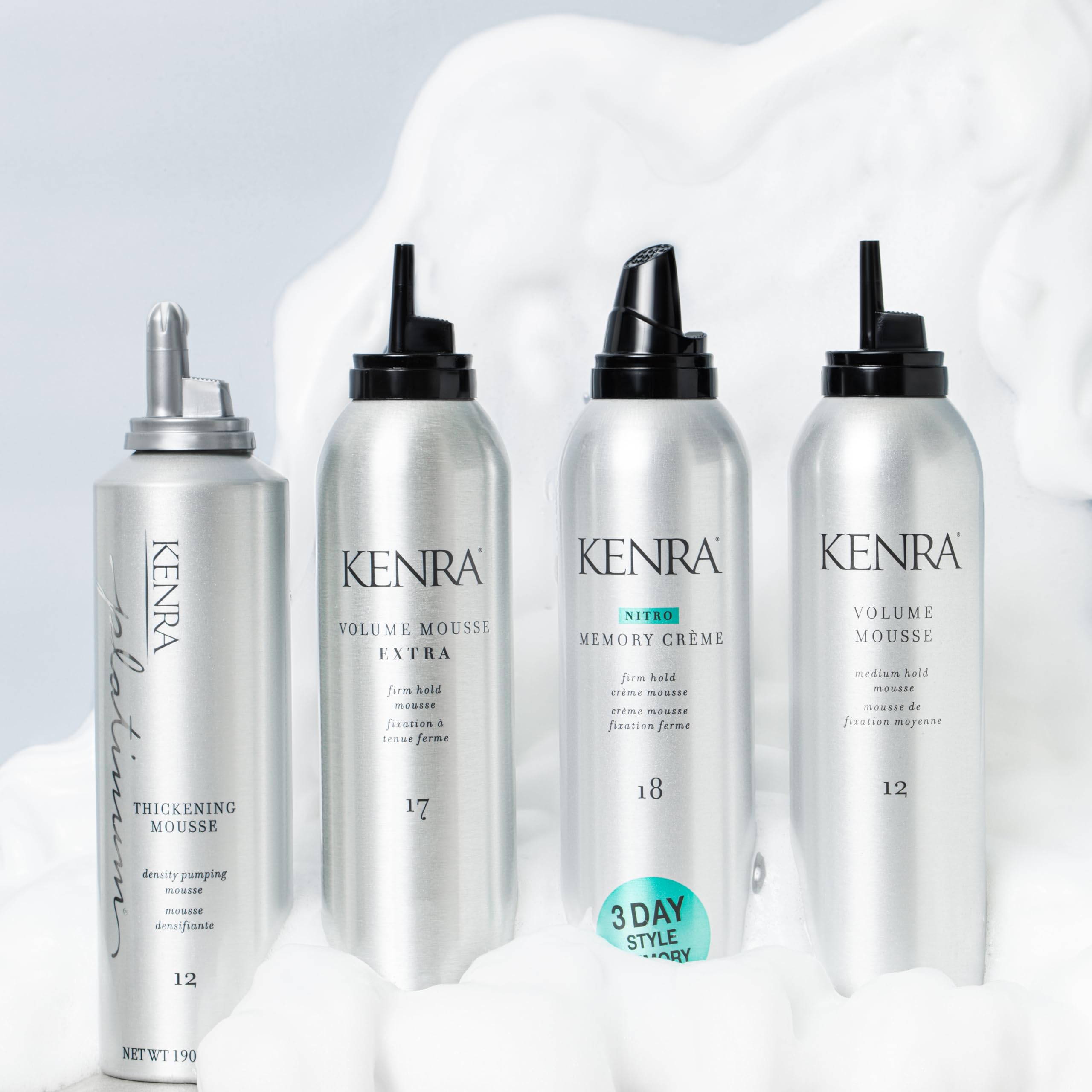 Kenra Volume Mousse Extra controls frizz in humid conditions.