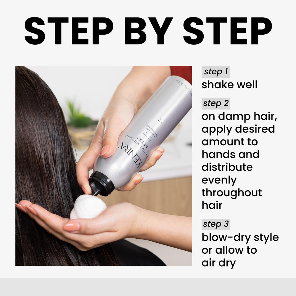 Kenra Volume Mousse Extra curls defined on permed hair with added volume.