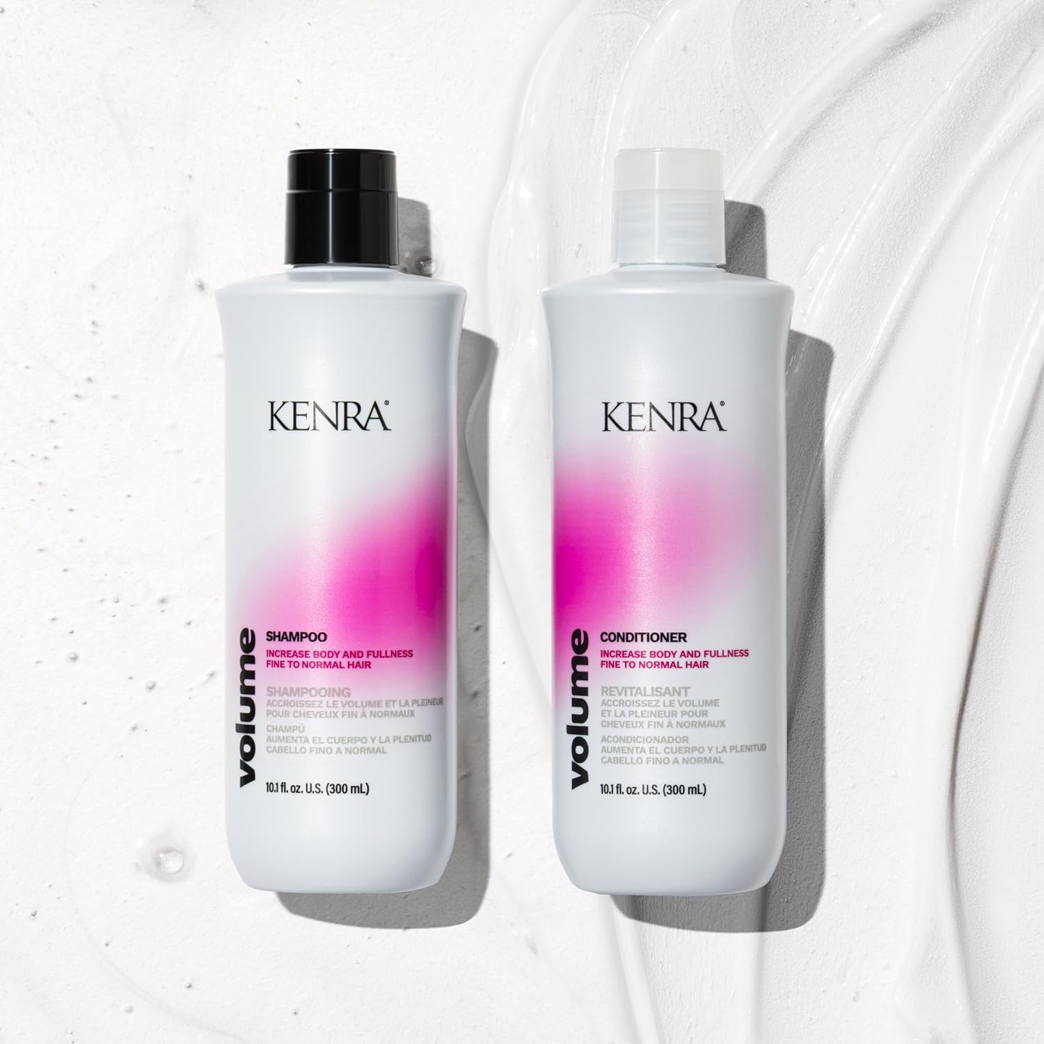 Kenra Volume set on shelf shows wash routine for volume