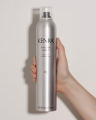 Kenra Volume Spray 25-50% hold shot demonstrates strong hold for lasting hairstyles.