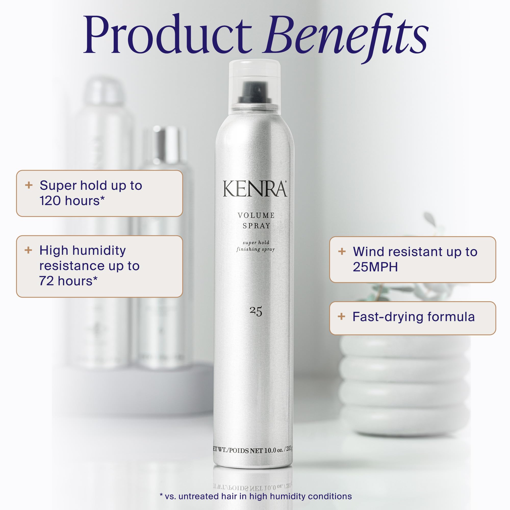 Kenra side label close-up highlighting product name and styling features for shopper clarity