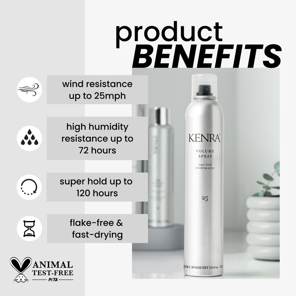 Kenra Volume Spray hair shine with a natural-looking finish.