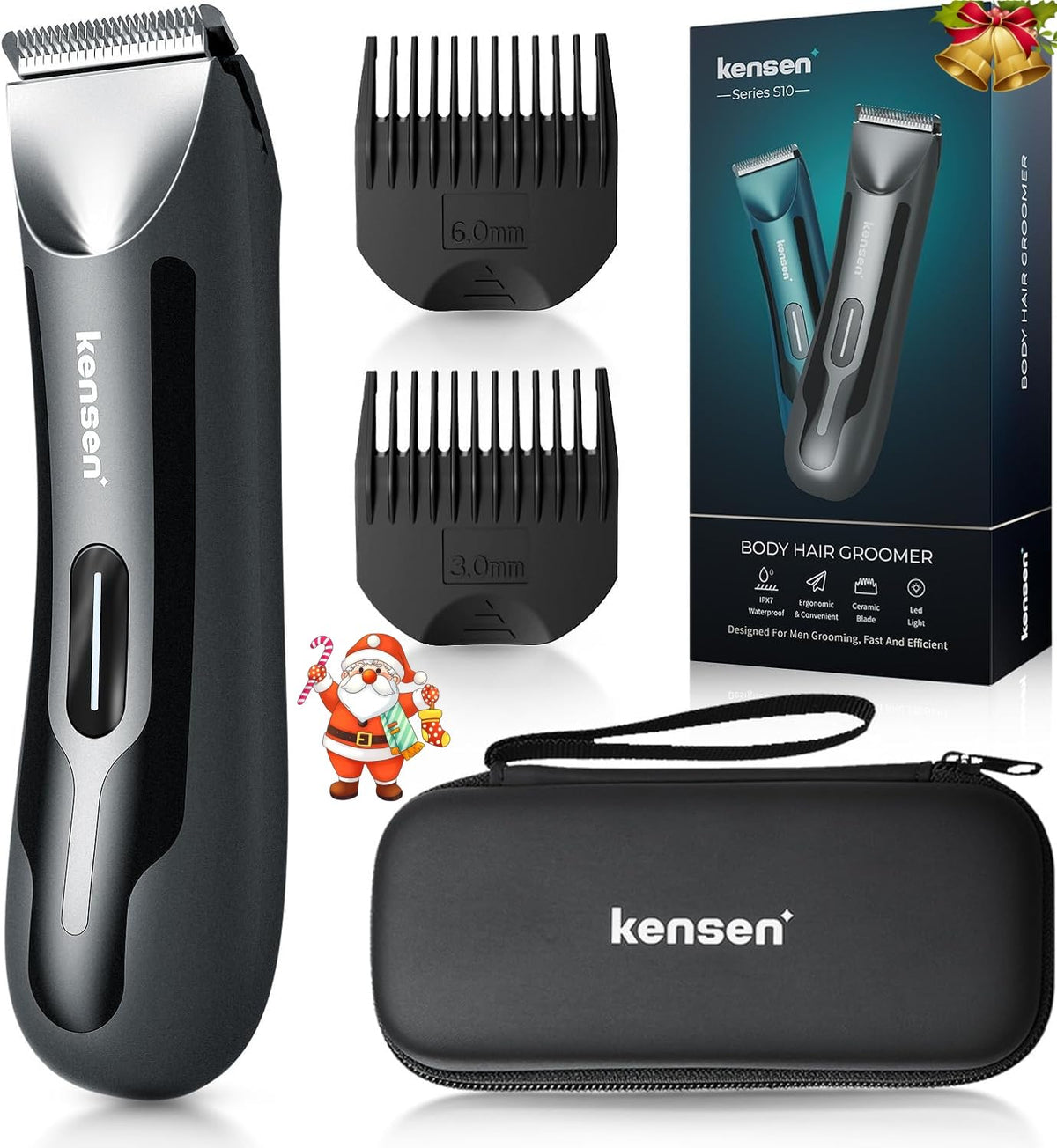 Kensen body hair trimmer with ceramic blades for precise, irritation-free grooming.