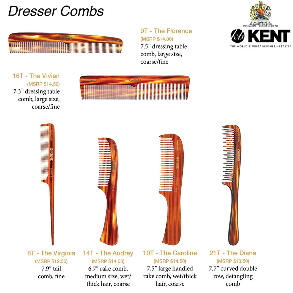 Kent 10T large detangler comb shower-friendly detangling tool
