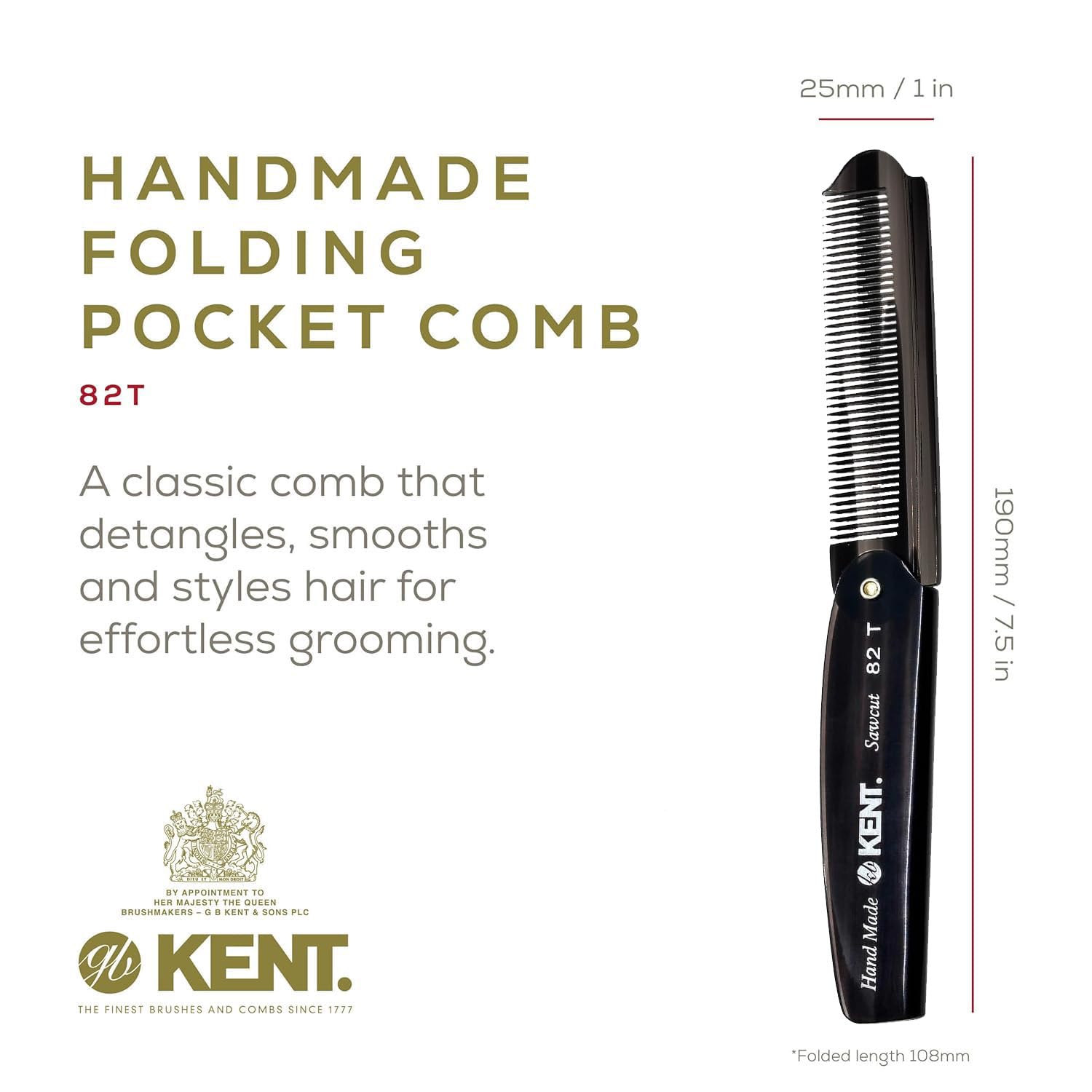 Kent 82T saw-cut fine teeth with smooth surface for snag-free grooming